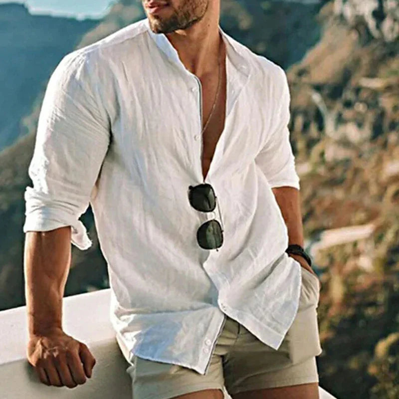 CAMISA DE LINO HOMBRE INFORMAL SILAMODA™